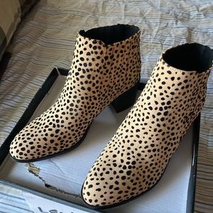 Leopard print suede shoe boot.